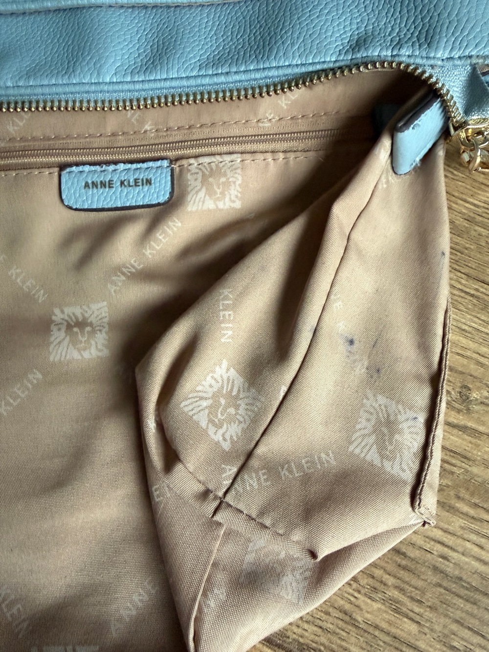 Anne Klein Light Blue Vegan Pebbled Leather Classic Crossbody Shoulder Bag - Picture 10 of 14